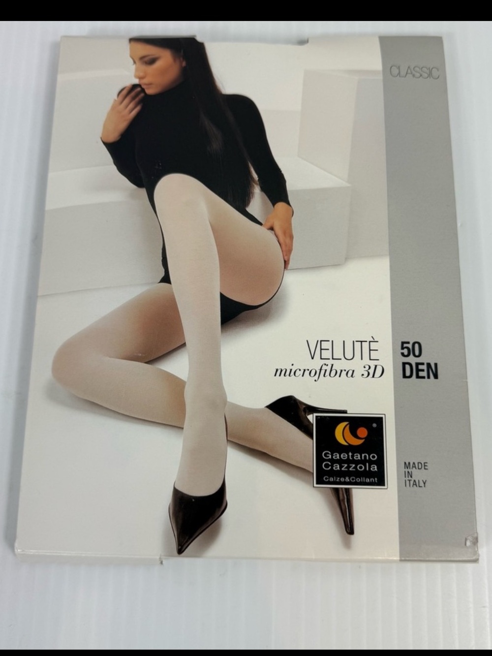 Gaetano Cazzola Classic Black Velvety Microfiber Tights 50 Den M Made in Italy